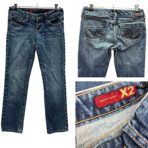 X2 Y2K Zelda Low Rise Straight Skinny Stretch Denim Blue Jeans Womens 0 Regular